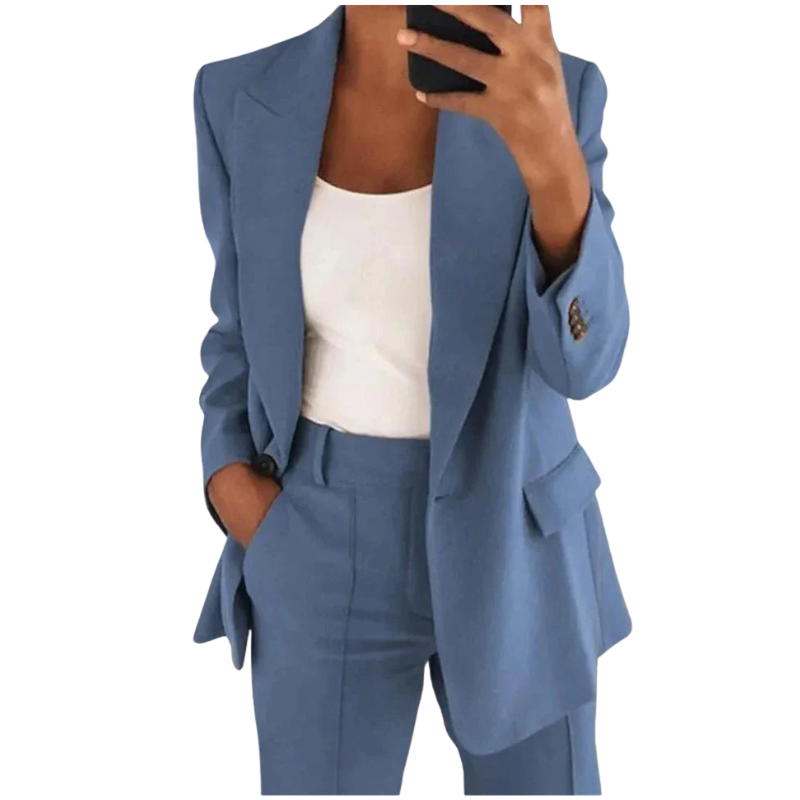 Amelia – Lange Mouw Blazer met Omgeslagen Kraag Velani