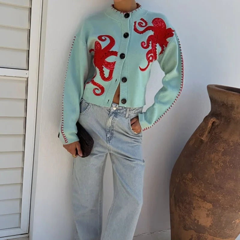 Emma – Round Neck Sweater with Button Closure