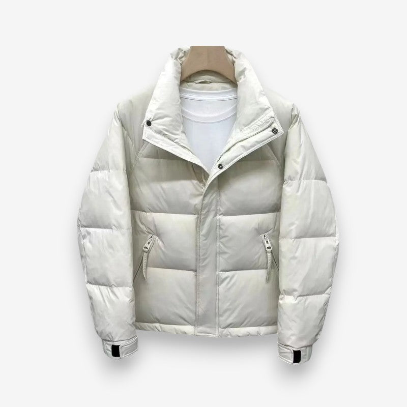 Ryan – Long Sleeve Coat with Stand Collar and Zipper Closure