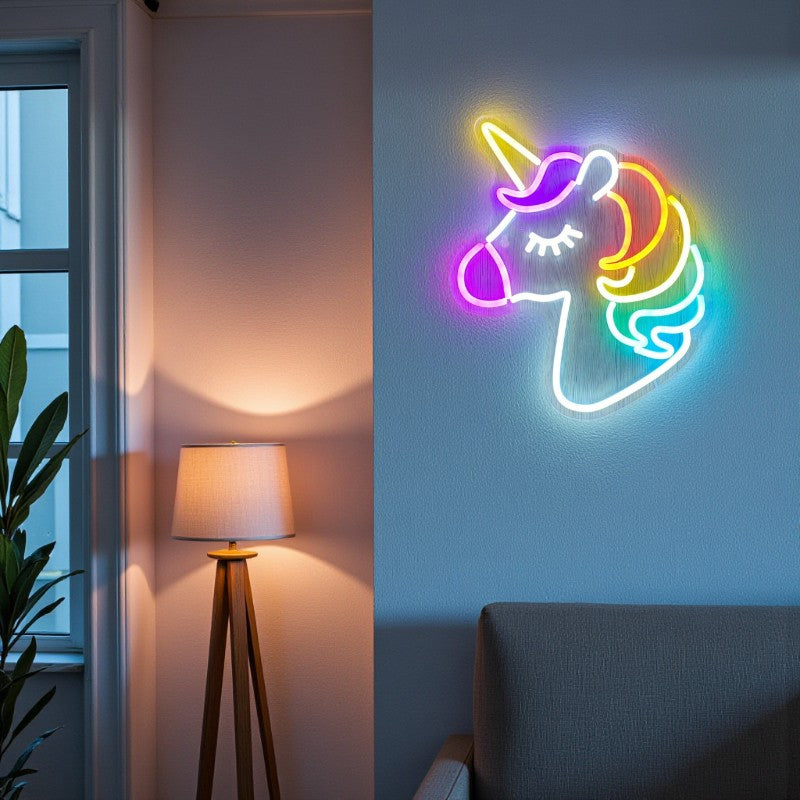 LumiHorn – Eenhoorn Wandlamp met Multicolor Neon Velani