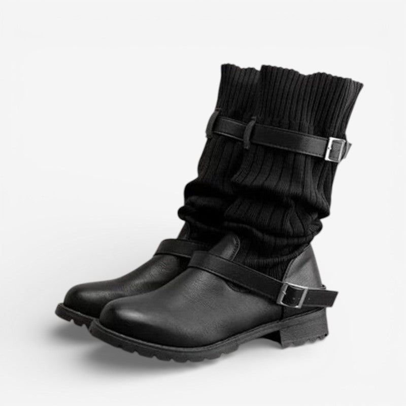 Sophia – Round Toe Boots With Anti Slip Grip And Adjustable Straps