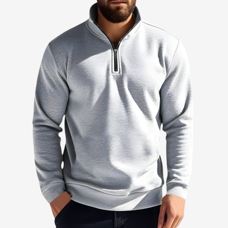 Logan – Long Sleeved Sweater with Round Neck and Zipper Design