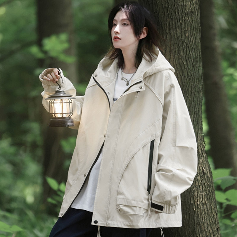 Penny – Long Sleeve Coat with Zipper Pocket and Hoodie