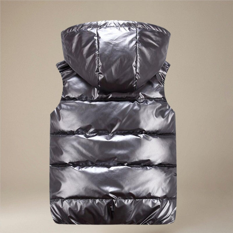 Harry - Sleeveless Padded Hooded Jacket With Zipper And Pockets
