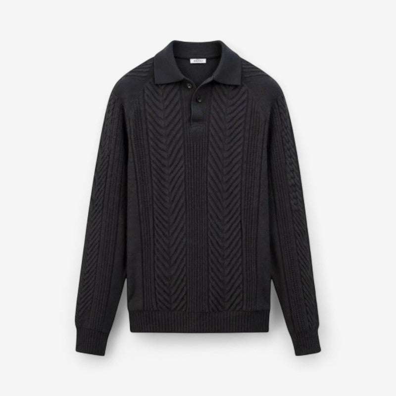 Dexter – Ribbed hem sweater with lapel collar and long sleeves