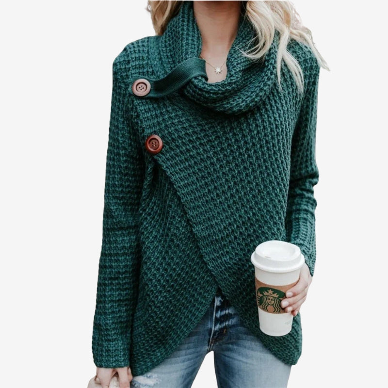 Sophia – Long Sleeve Sweater with Button Closure