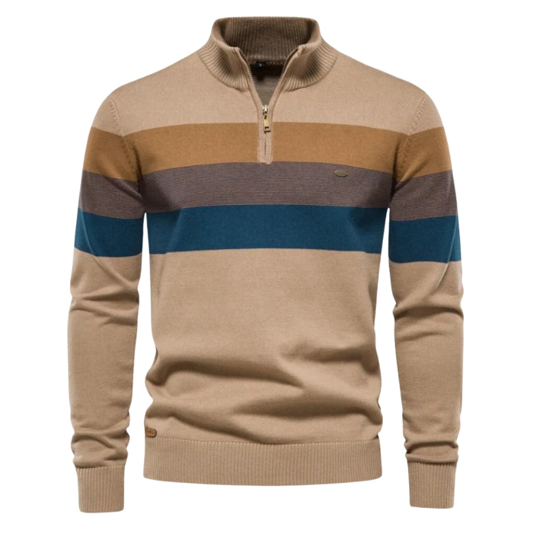 Ulrich – Trui met Lange Mouwen, Rits aan de Hals en Gestreept Patroon Velani