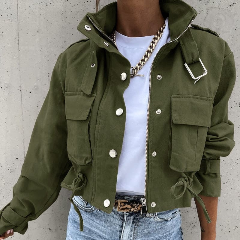 Emma – Long Sleeve Jacket with Pockets and Zipper Closure