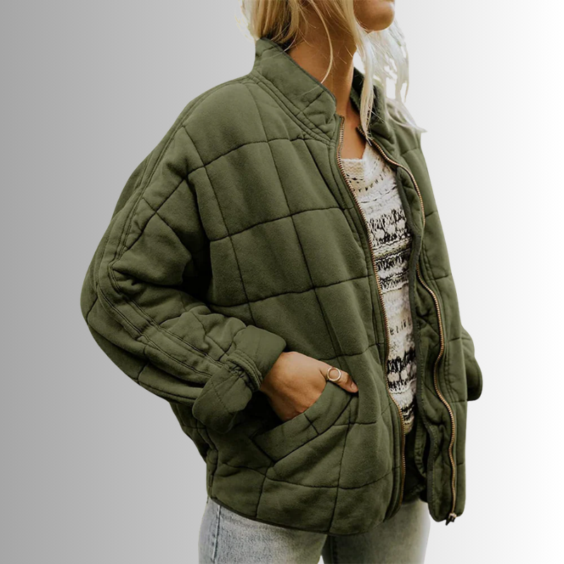 Women Zip-Up Jacket High Neck Structured Fit