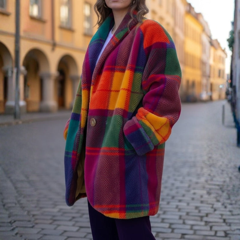 Clara – Long Sleeve Jacket with Down Collar and Button Closure