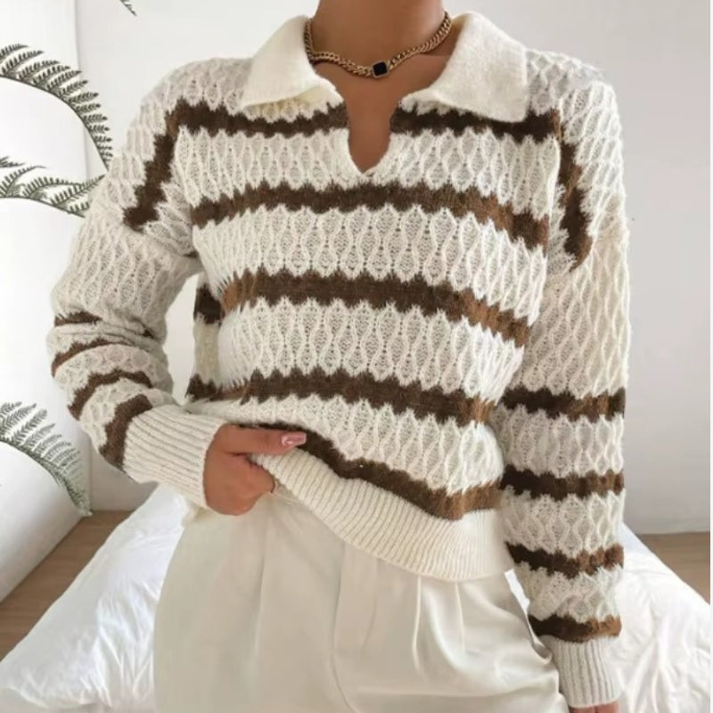 Norah – Long Sleeves Sweater With Ribbed Hem And Pullover Collar