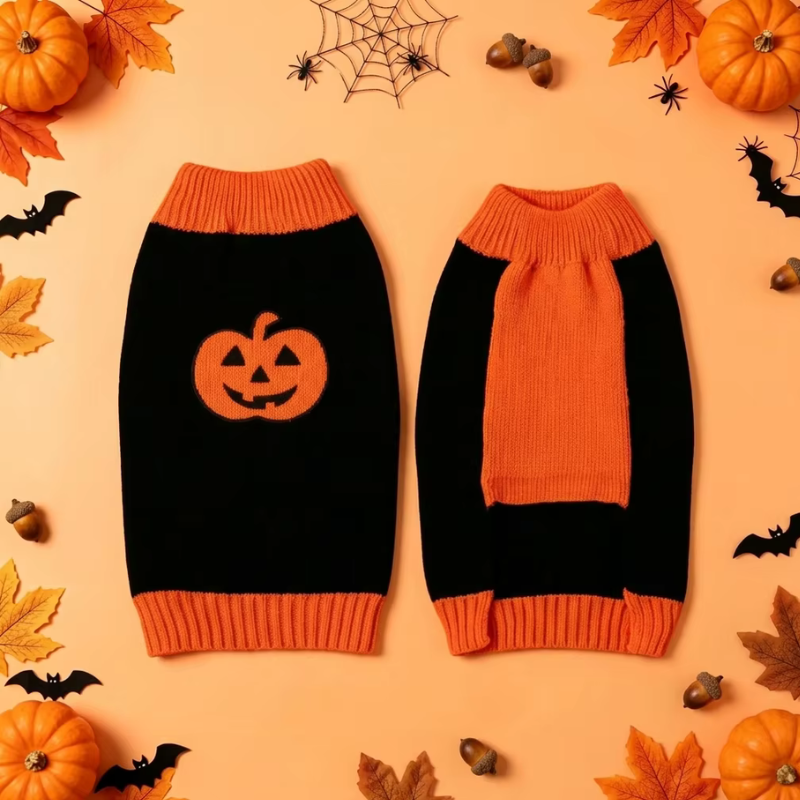 PawKnit - Spooky Pumpkin Dog Sweater