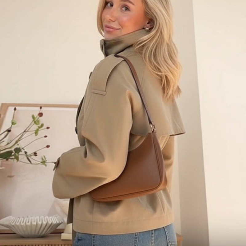 Clara – Trench Coat with Long Sleeve and Adjustable Belt Design