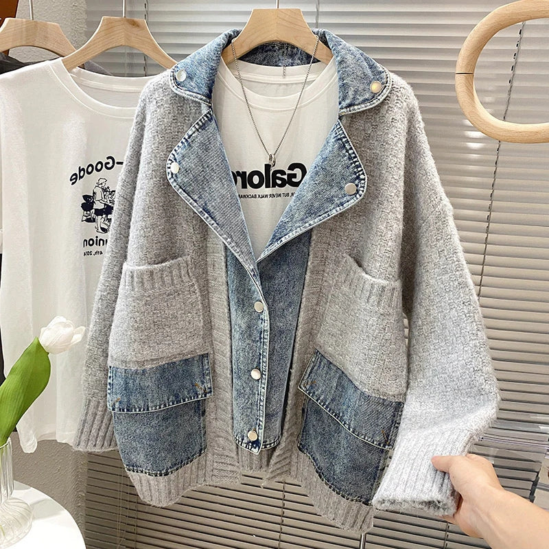 Sophia – Chaqueta de manga larga con cuello vuelto, bolsillos y botones