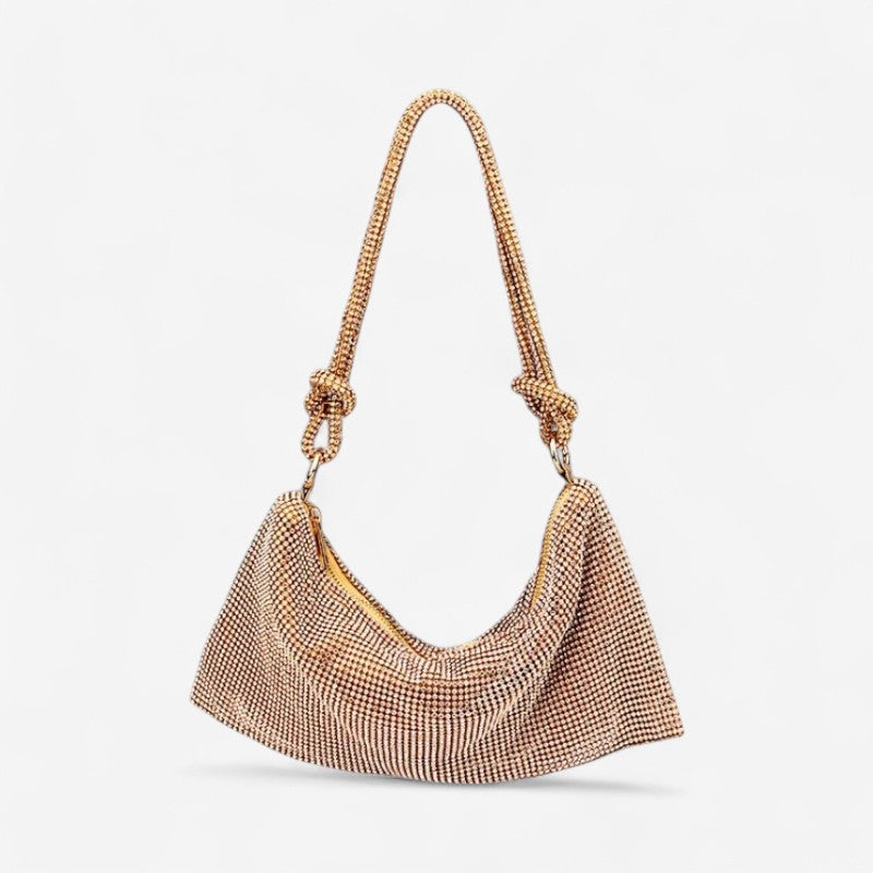 Annelie – Rhinestone Bucket Schoudertas met Verstelbare Riem Velani