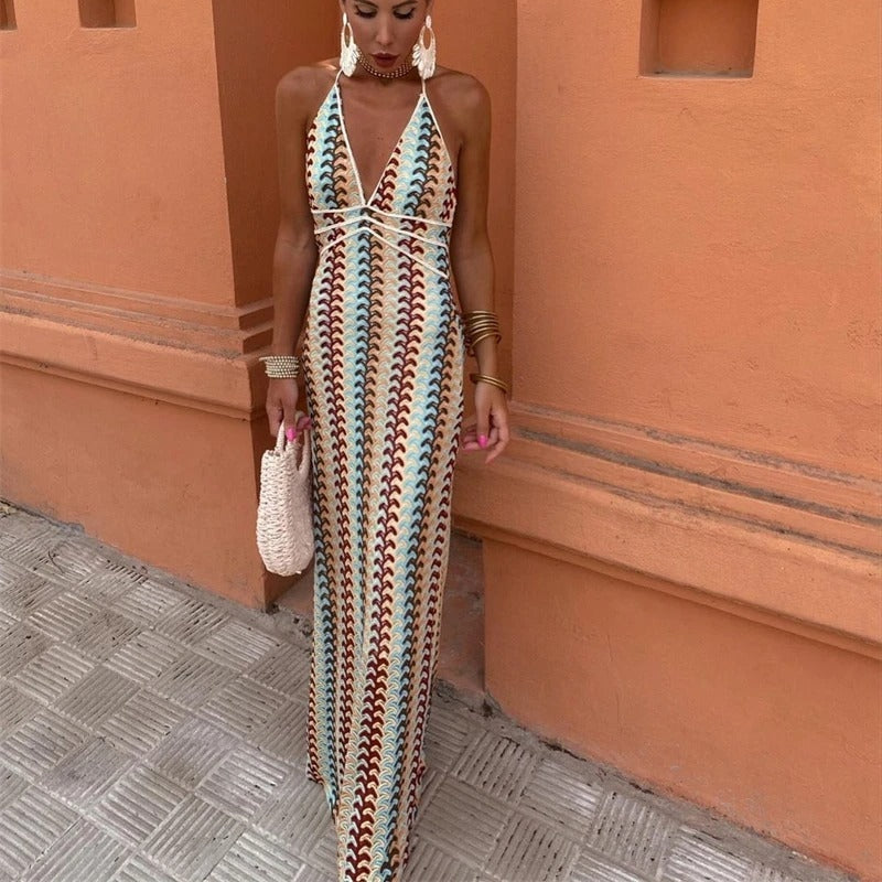 Women’s Maxi Dress Sleeveless V Neck
