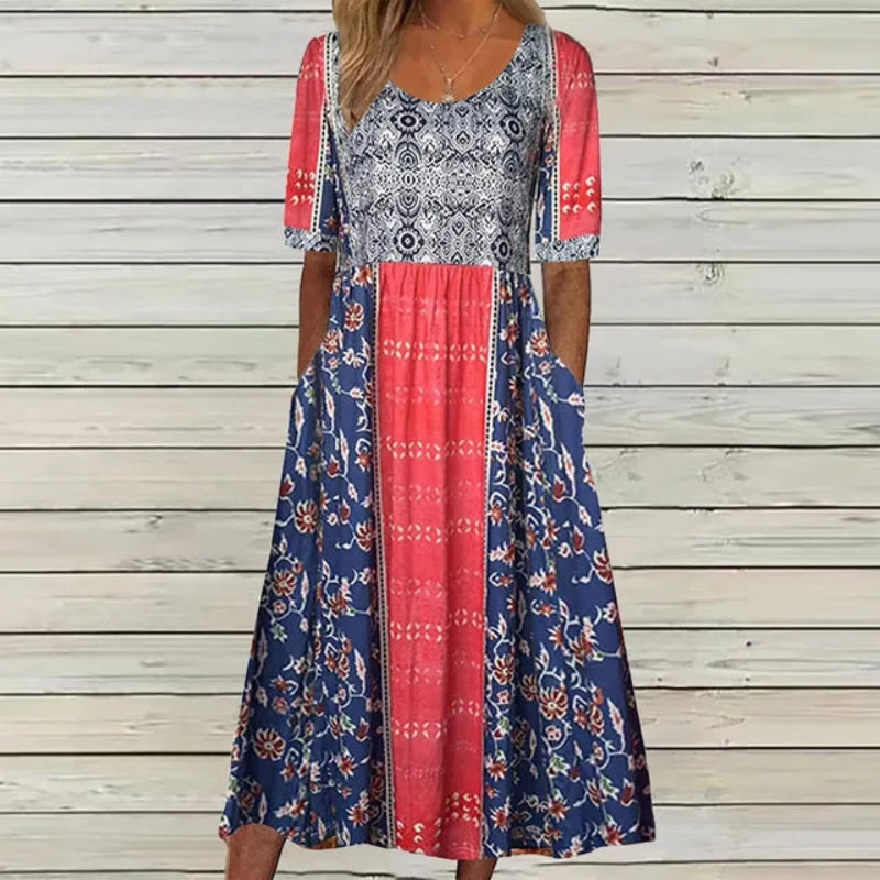 Women’s Midi Dress Short Sleeve Square Neck