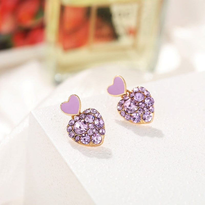 Jessica – Fashionable Heart Shaped Earrings With Diamond Design