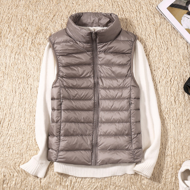 Women Sleeveless Vest With Zip Front