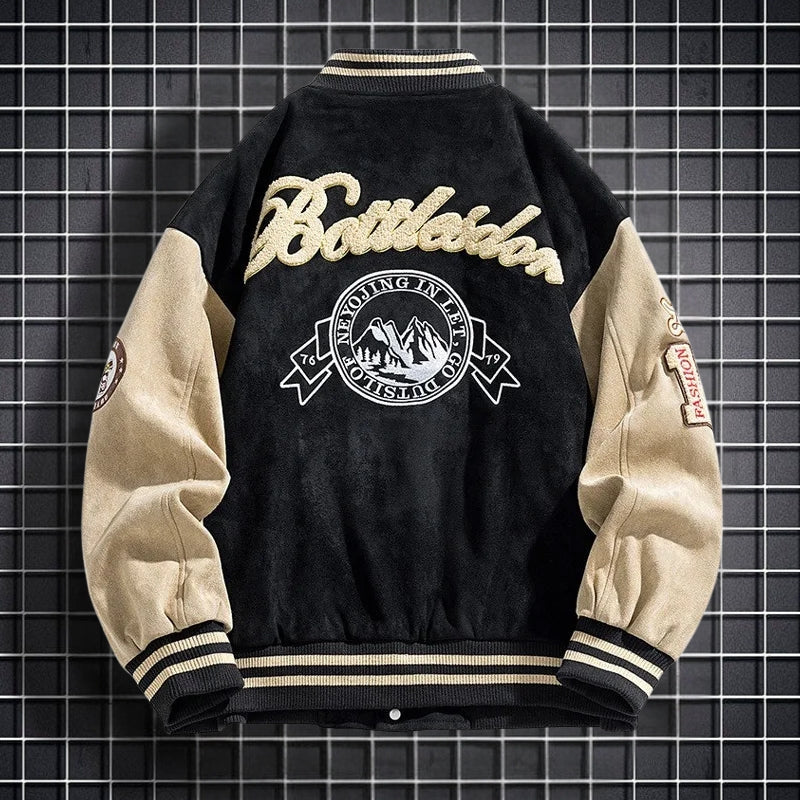 Men's Bomber Jacket with Button Front Closure