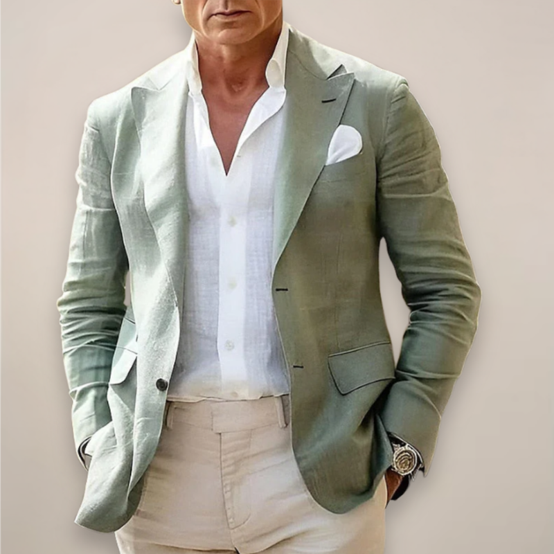 Men's Slim Fit Blazer with Button Closure