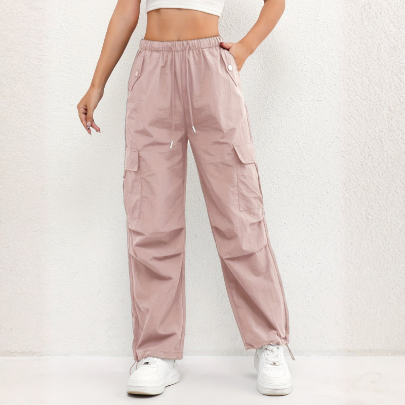Women's Wide Leg Trousers with Drawstring Waist