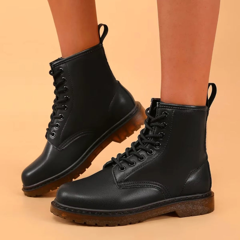 Grace - Round Toe Ankle Boots With Lace Up Closure