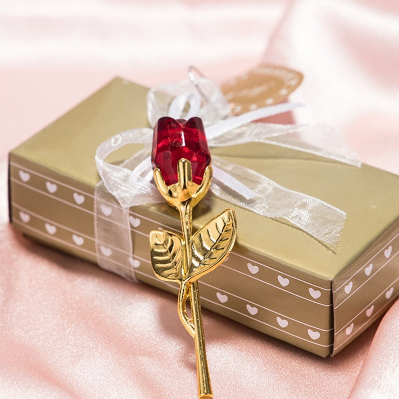 Decorative Crystal Gift Box with Heart and Rose
