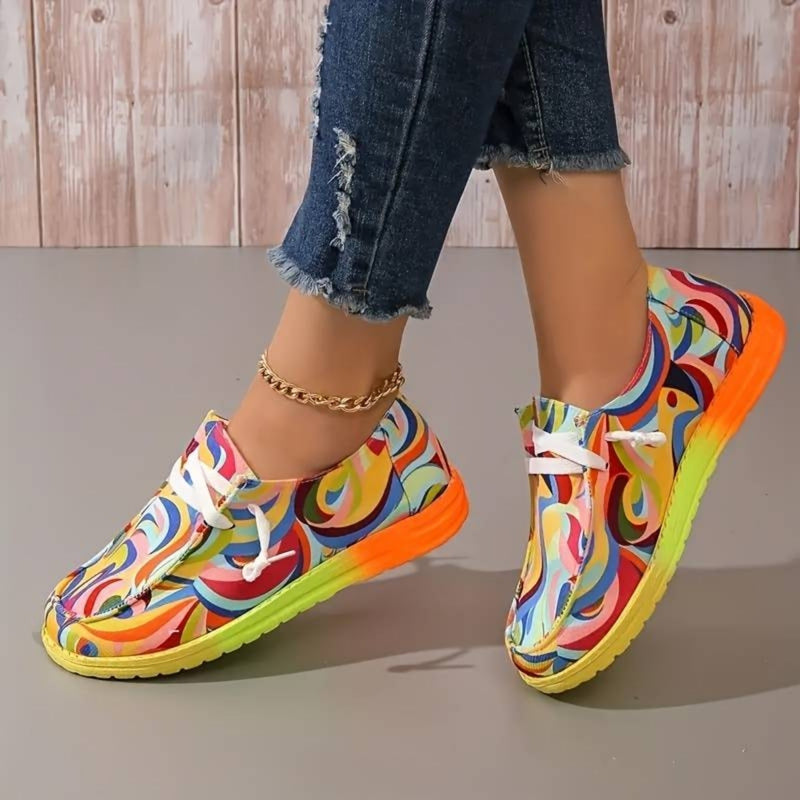 Emma – Printed sneakers with flat sole and round-toe