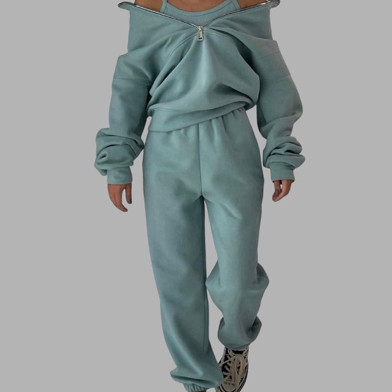 Women’s Zip Up Hoodie Trousers Set Oversized Fit