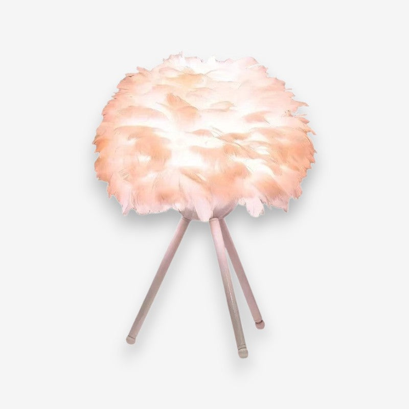 LumiNest – Tafellamp met veren en statiefontwerp Velani