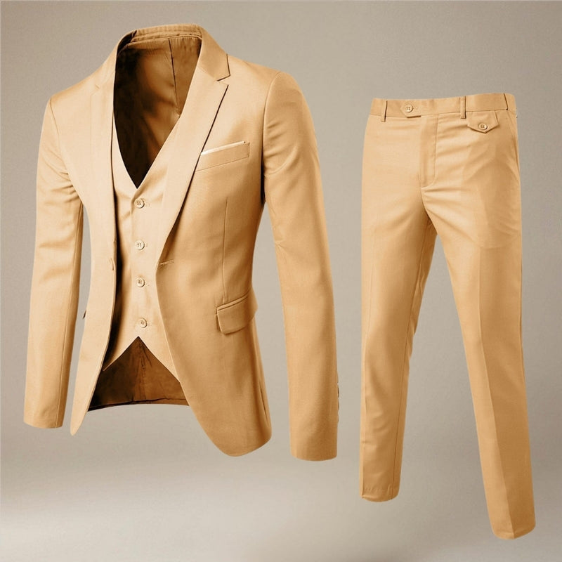 Louis – 3-Piece Long-Sleeve Suit with Blazer Vest and Slim Fit Trousers
