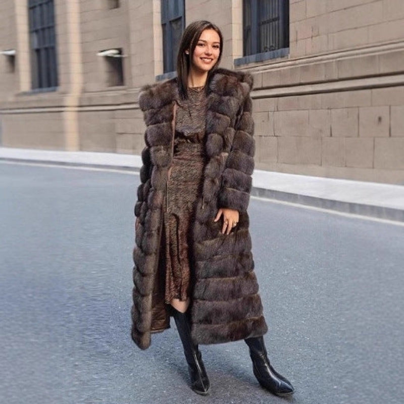 Olivia – Long Sleeve Coat with Hoodie Design