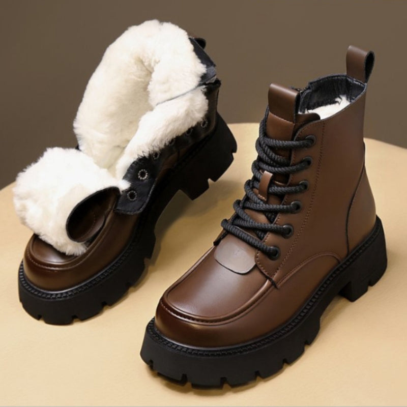 Olivia – Anti Slip Boots With Lace Up And Fur Design