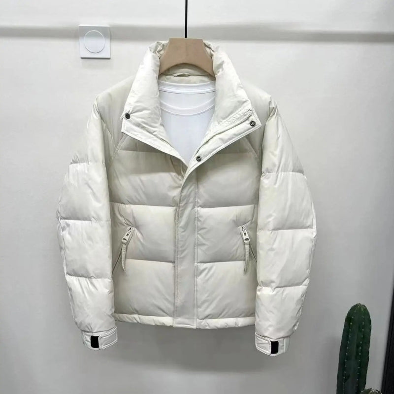 Ryan – Long Sleeve Coat with Stand Collar and Zipper Closure