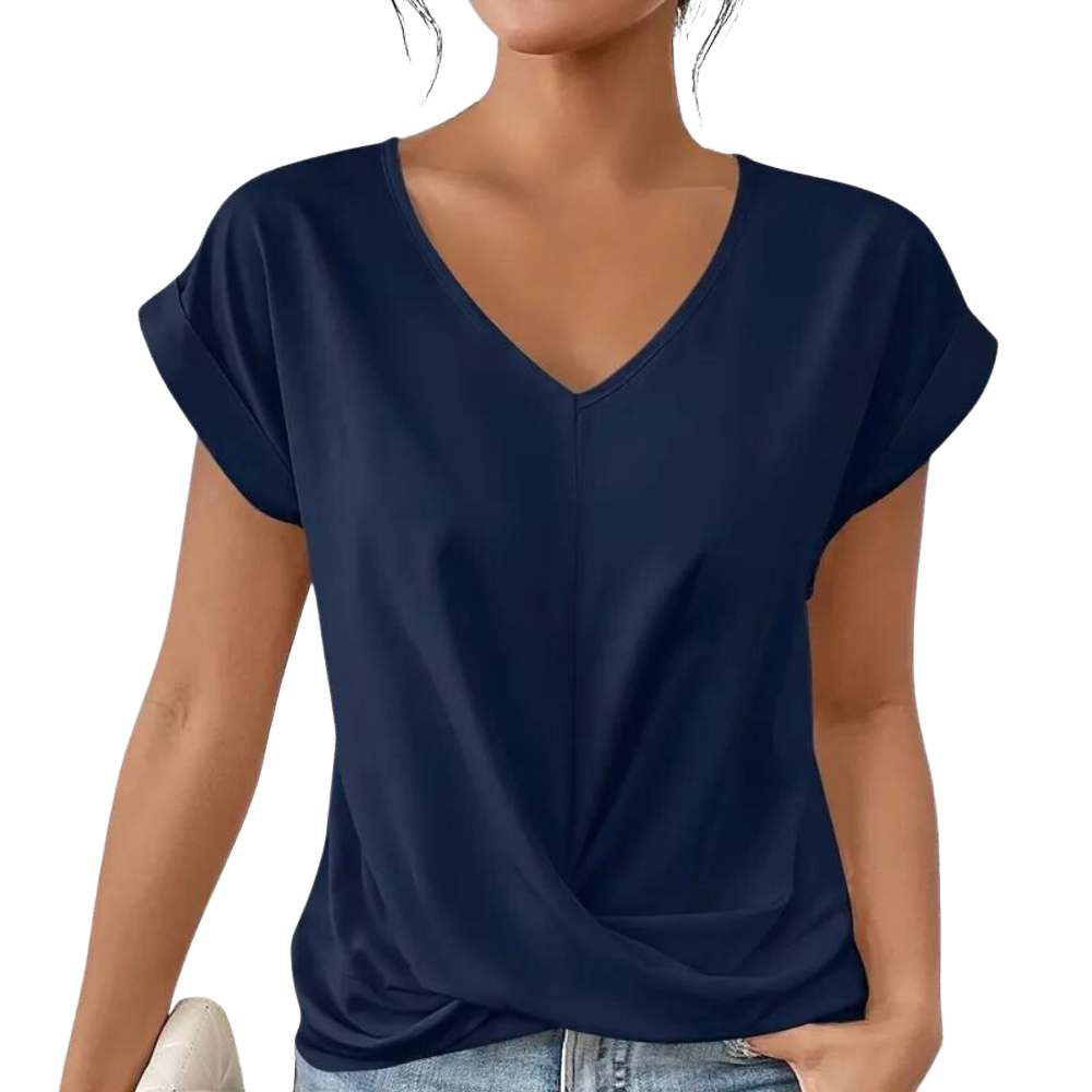 Clara – Top met Korte Mouwen V-Hals en Losse Pasvorm Velani