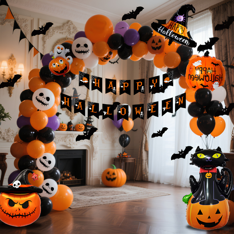 Spooky Pumpkin Print Halloween Balloon Set