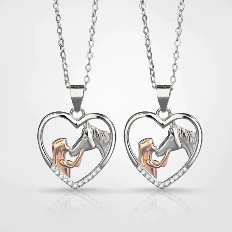 Heart Pendant Necklace with Horse Head Design