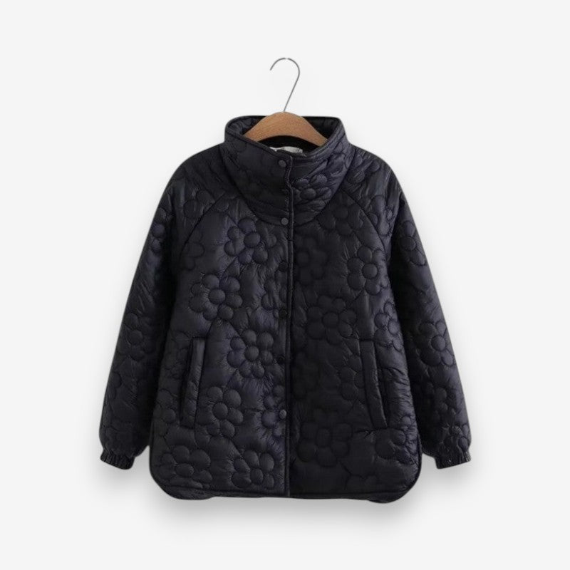 Nora – Long Sleeved Coat with Stand Up Collar and Pockets