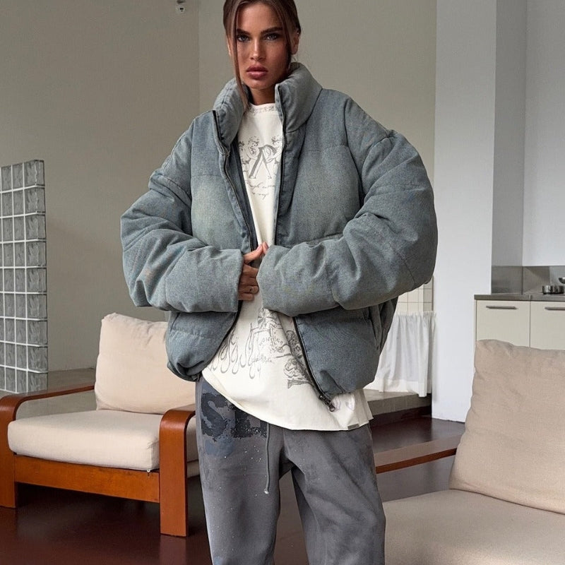 Ava – Long Sleeve Coat with Zipper Closure