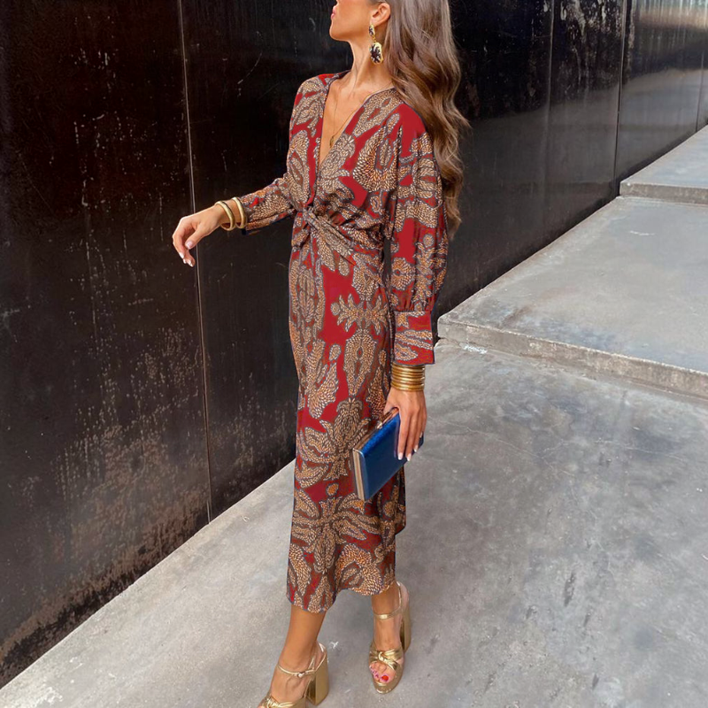 Elegant Women's Floral Long Sleeve Dress