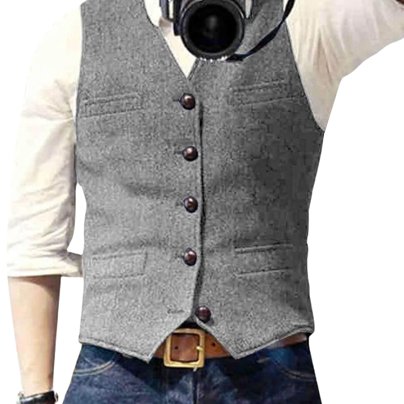 Liam – Mouwloos Slim Fit Gilet met Meerdere Zakjes en Knopen Velani