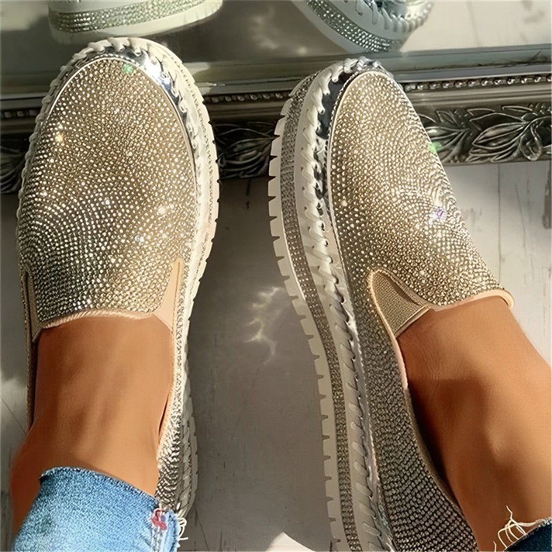 Eliza – Diamant Loafers Platte Zool Schoenen Velani