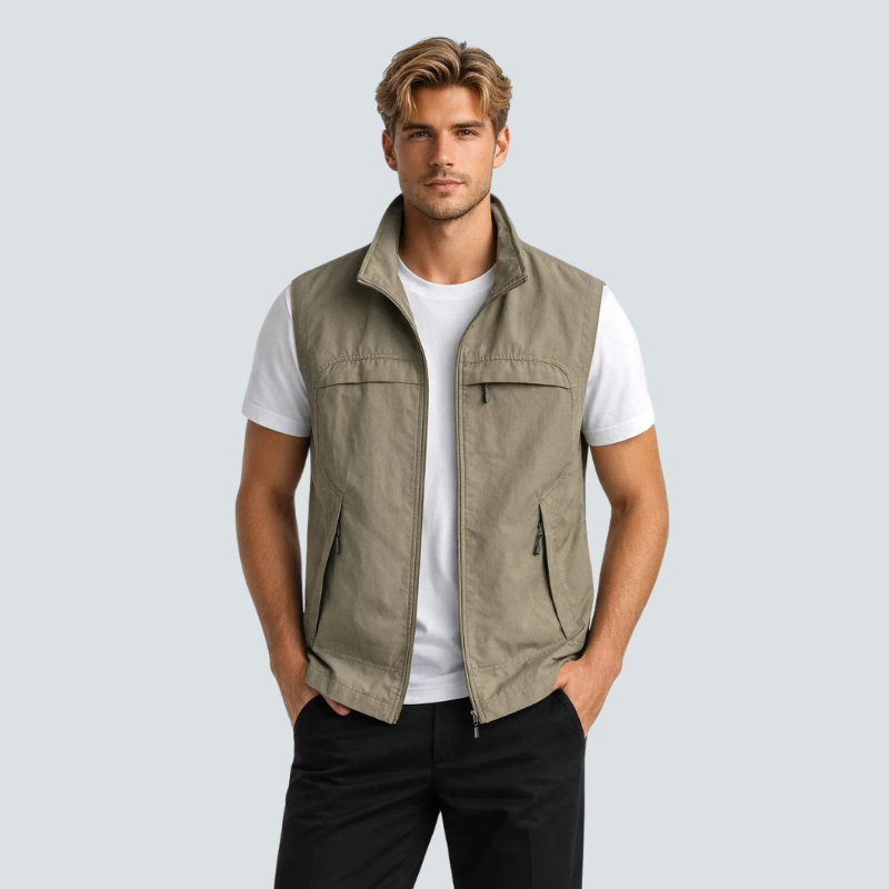 Men's Utility Vest with Stand Collar