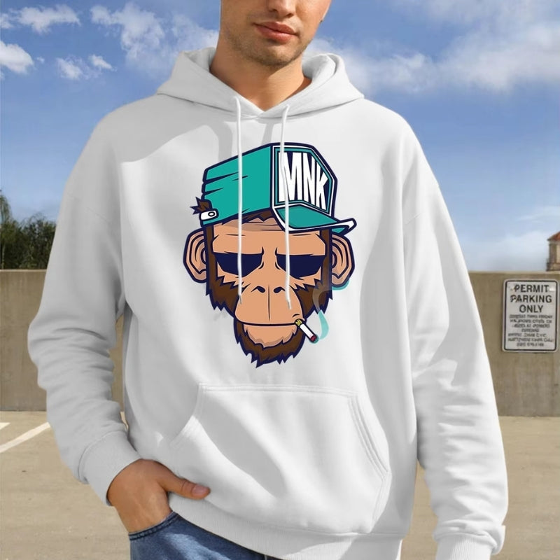 Leo – Long Sleeve Hoodie With Monkey Print And Pockets