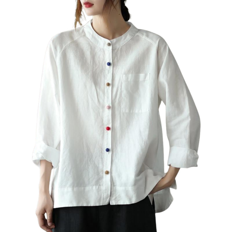 Linnea – Shirt met Lange Mouwen, Kraag en Knopen Velani
