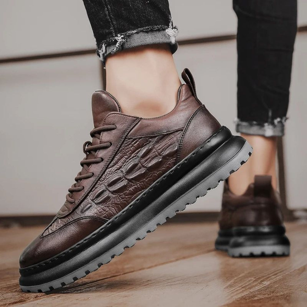 Blake – Laced Sneakers With Crocodile Print And Anti Slip Grip
