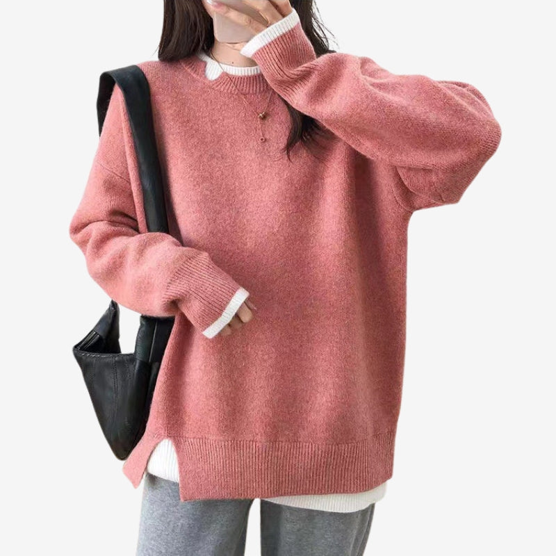 Mia – Long Sleeve Sweater with Ribbed Hem
