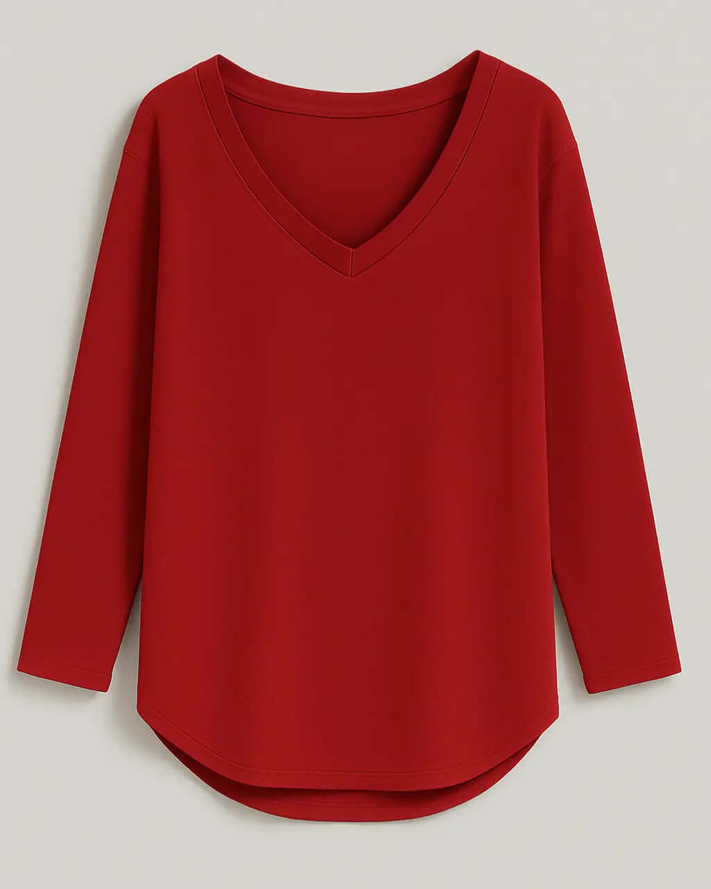 Polyester Stijlvolle Top Met Lange Mouw-Blouses & Tops-Velani-Rood-S-Velani