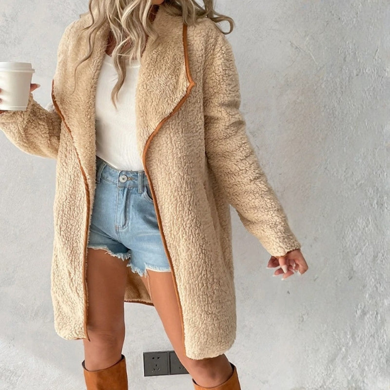 Isabella – Long Sleeve Coat with Collar Down Design